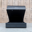 The Chester King Fabric Gas Lift Storage Bed - Charcoal available to purchase from Warehouse Furniture Clearance at our next sale event.