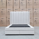 The Chester King Fabric Gas Lift Storage Bed - Oat White available to purchase from Warehouse Furniture Clearance at our next sale event.