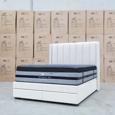 The Chester King Fabric Gas Lift Storage Bed - Oat White available to purchase from Warehouse Furniture Clearance at our next sale event.