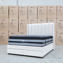 The Chester King Fabric Gas Lift Storage Bed - Oat White available to purchase from Warehouse Furniture Clearance at our next sale event.