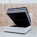 The Chester King Fabric Gas Lift Storage Bed - Oat White available to purchase from Warehouse Furniture Clearance at our next sale event.