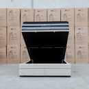 The Chester King Fabric Gas Lift Storage Bed - Oat White available to purchase from Warehouse Furniture Clearance at our next sale event.