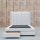 The Chester King Fabric Gas Lift Storage Bed - Oat White available to purchase from Warehouse Furniture Clearance at our next sale event.