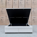The Chester King Fabric Gas Lift Storage Bed - Oat White available to purchase from Warehouse Furniture Clearance at our next sale event.