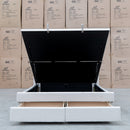 The Chester King Fabric Gas Lift Storage Bed - Oat White available to purchase from Warehouse Furniture Clearance at our next sale event.