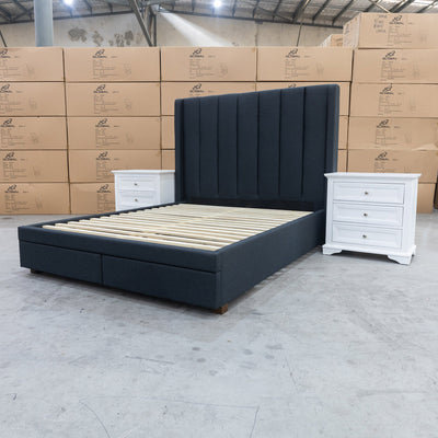 The Chester Double Fabric Storage Bed - Charcoal available to purchase from Warehouse Furniture Clearance at our next sale event.