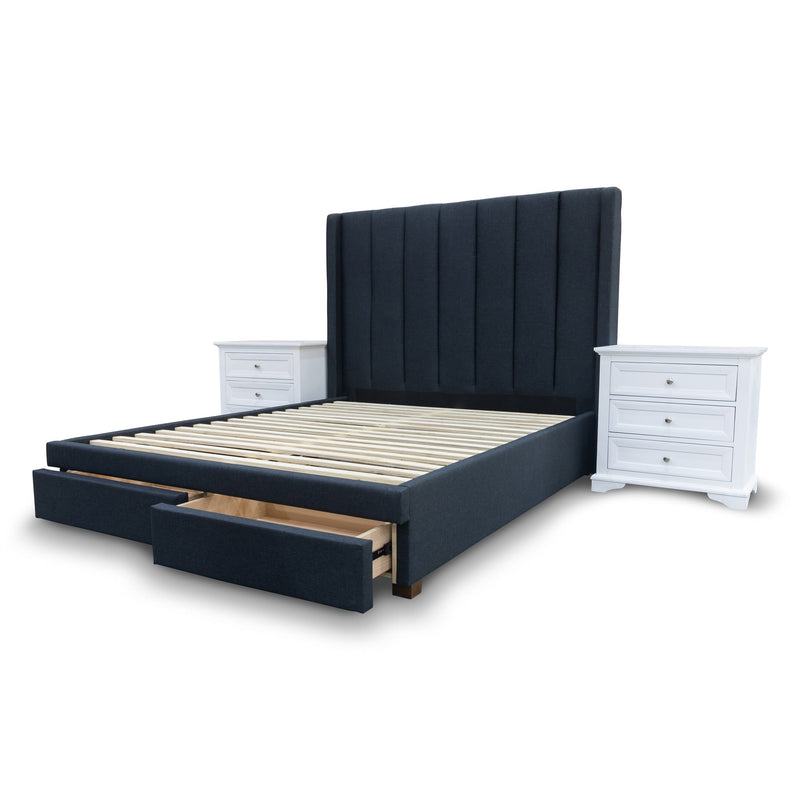 The Chester Queen Fabric Storage Bed - Charcoal available to purchase from Warehouse Furniture Clearance at our next sale event.