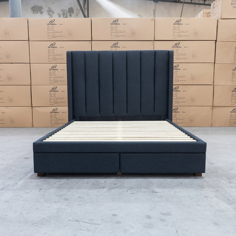 The Chester Queen Fabric Storage Bed - Charcoal available to purchase from Warehouse Furniture Clearance at our next sale event.