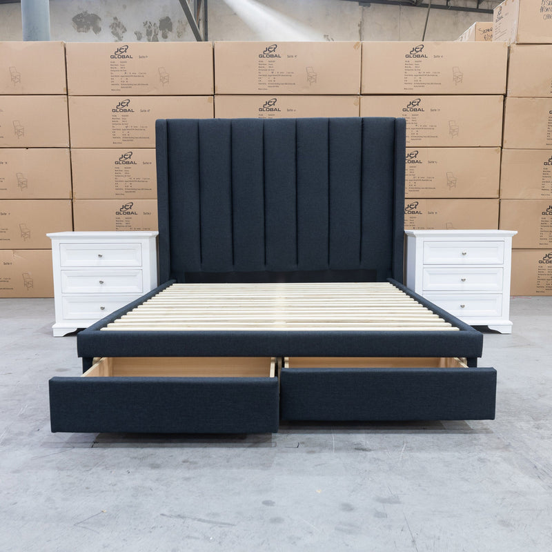 The Chester Queen Fabric Storage Bed - Charcoal available to purchase from Warehouse Furniture Clearance at our next sale event.