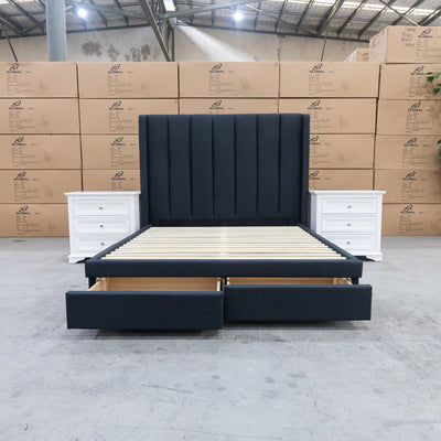 The Chester Double Fabric Storage Bed - Charcoal available to purchase from Warehouse Furniture Clearance at our next sale event.