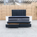 The Chester Queen Fabric Storage Bed - Charcoal available to purchase from Warehouse Furniture Clearance at our next sale event.
