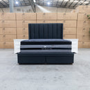 The Chester Queen Fabric Storage Bed - Charcoal available to purchase from Warehouse Furniture Clearance at our next sale event.