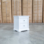 The Christie 2 Drawer Bedside - White available to purchase from Warehouse Furniture Clearance at our next sale event.