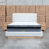 The Clara Queen Upholstered Bed with Solid Timber Plinth - Cream