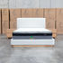 The Clara Queen Upholstered Bed with Solid Timber Plinth - Cream
