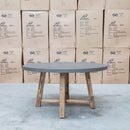 The Cleo 150cm Round Dark Concrete Dining Table available to purchase from Warehouse Furniture Clearance at our next sale event.