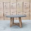 The Cleo 150cm Round Dark Concrete Dining Table available to purchase from Warehouse Furniture Clearance at our next sale event.
