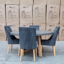 The Cleo 150cm Round Dark Concrete Dining Table available to purchase from Warehouse Furniture Clearance at our next sale event.