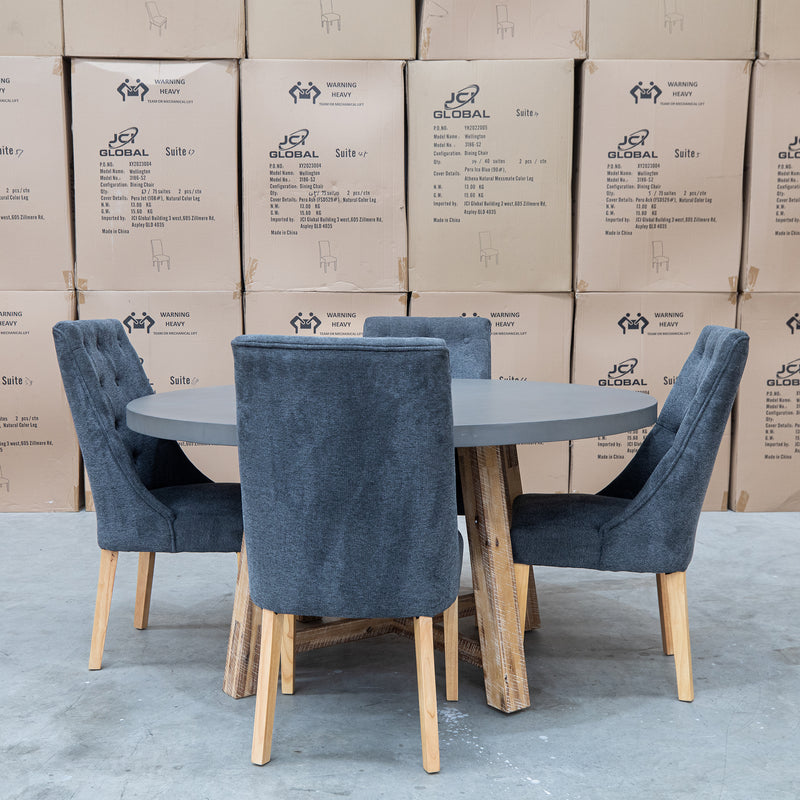 The Cleo 150cm Round Dark Concrete Dining Table available to purchase from Warehouse Furniture Clearance at our next sale event.