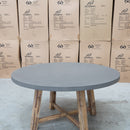 The Cleo 150cm Round Dark Concrete Dining Table available to purchase from Warehouse Furniture Clearance at our next sale event.