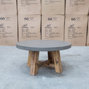 The Cleo Round Dark Concrete & Acacia Timber Coffee Table available to purchase from Warehouse Furniture Clearance at our next sale event.