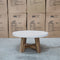 The Cleo Round White Concrete & Acacia Timber Coffee Table available to purchase from Warehouse Furniture Clearance at our next sale event.