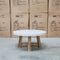 The Cleo Round White Concrete & Acacia Timber Coffee Table available to purchase from Warehouse Furniture Clearance at our next sale event.