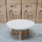 The Cleo Round White Concrete & Acacia Timber Coffee Table available to purchase from Warehouse Furniture Clearance at our next sale event.