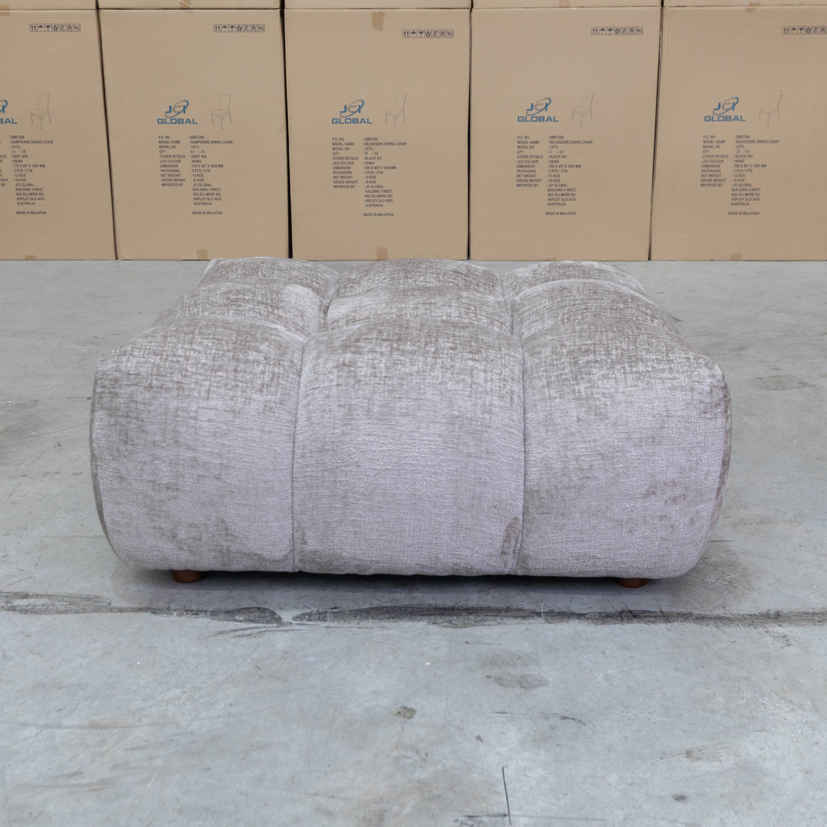 The Cloud Plush Fabric Ottoman - Bark - PRE ORDER Available After 15th November available to purchase from Warehouse Furniture Clearance at our next sale event.