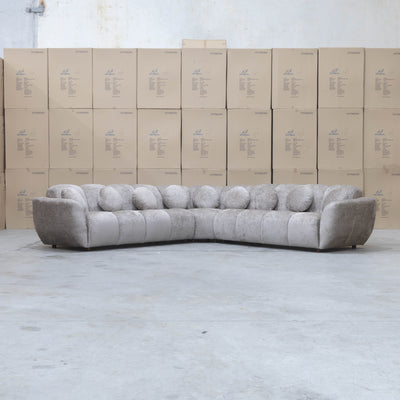 The Cloud Plush Fabric Corner Lounge - Bark available to purchase from Warehouse Furniture Clearance at our next sale event.