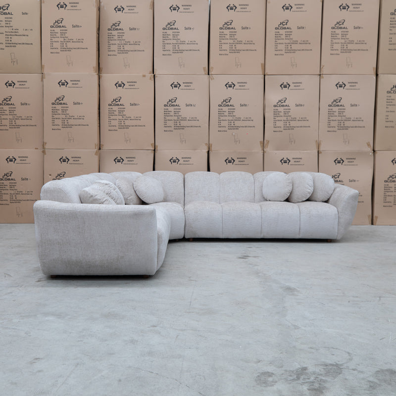 The Cloud Plush Fabric Corner Lounge - Oat - Available After 13th May available to purchase from Warehouse Furniture Clearance at our next sale event.