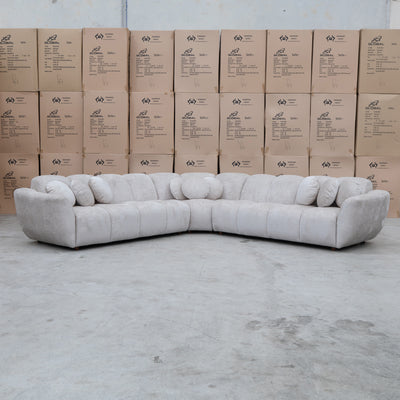 The Cloud Plush Fabric Corner Lounge - Oat available to purchase from Warehouse Furniture Clearance at our next sale event.