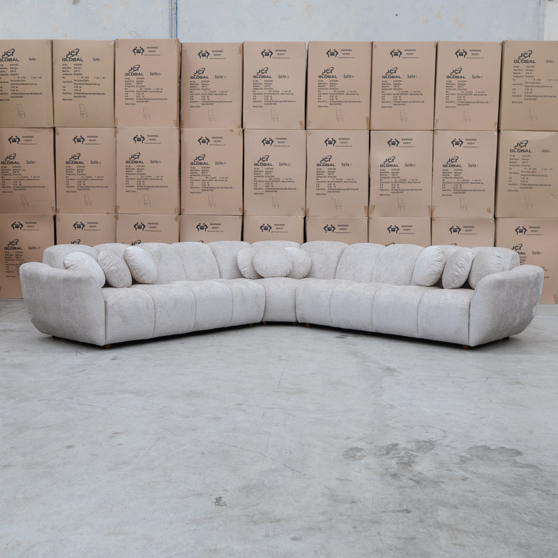 The Cloud Plush Fabric Corner Lounge - Oat - Available After 13th May available to purchase from Warehouse Furniture Clearance at our next sale event.