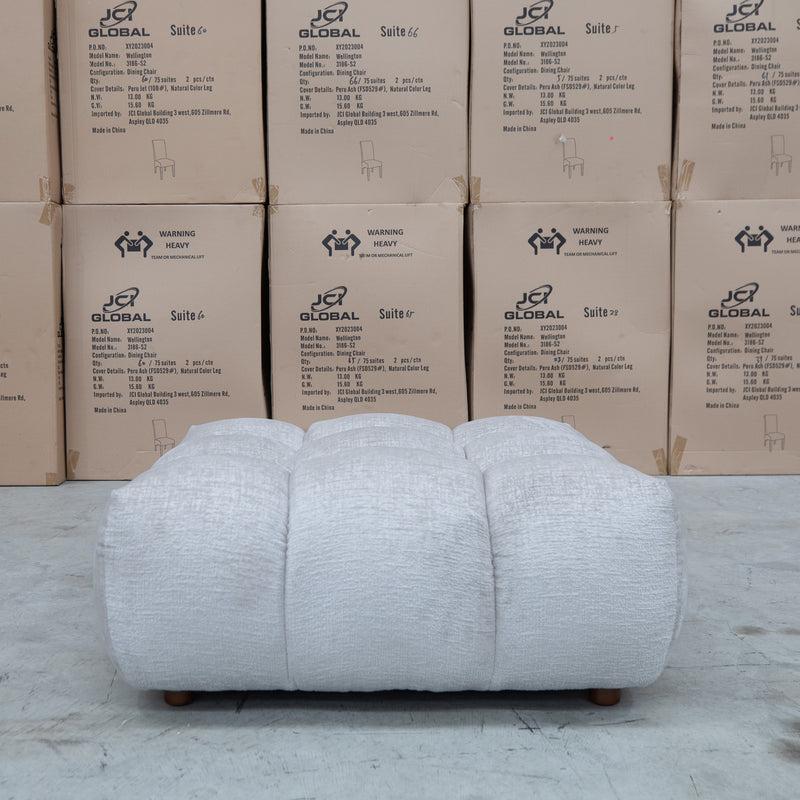 The Cloud Plush Fabric Ottoman - Oat - Available After 13th May available to purchase from Warehouse Furniture Clearance at our next sale event.