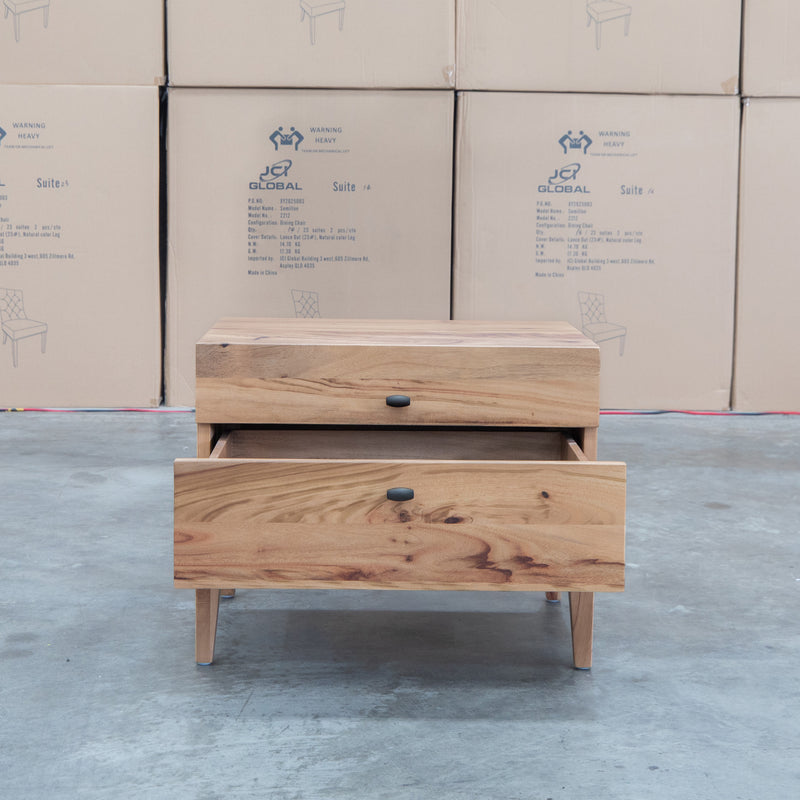 The Clunes Two Drawer Camphor Timber Bedside