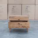 The Clunes Two Drawer Camphor Timber Bedside available to purchase from Warehouse Furniture Clearance at our next sale event.