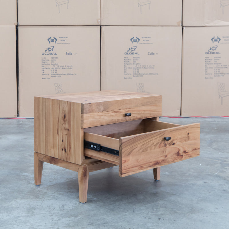The Clunes Two Drawer Camphor Timber Bedside