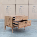 The Clunes Two Drawer Camphor Timber Bedside available to purchase from Warehouse Furniture Clearance at our next sale event.