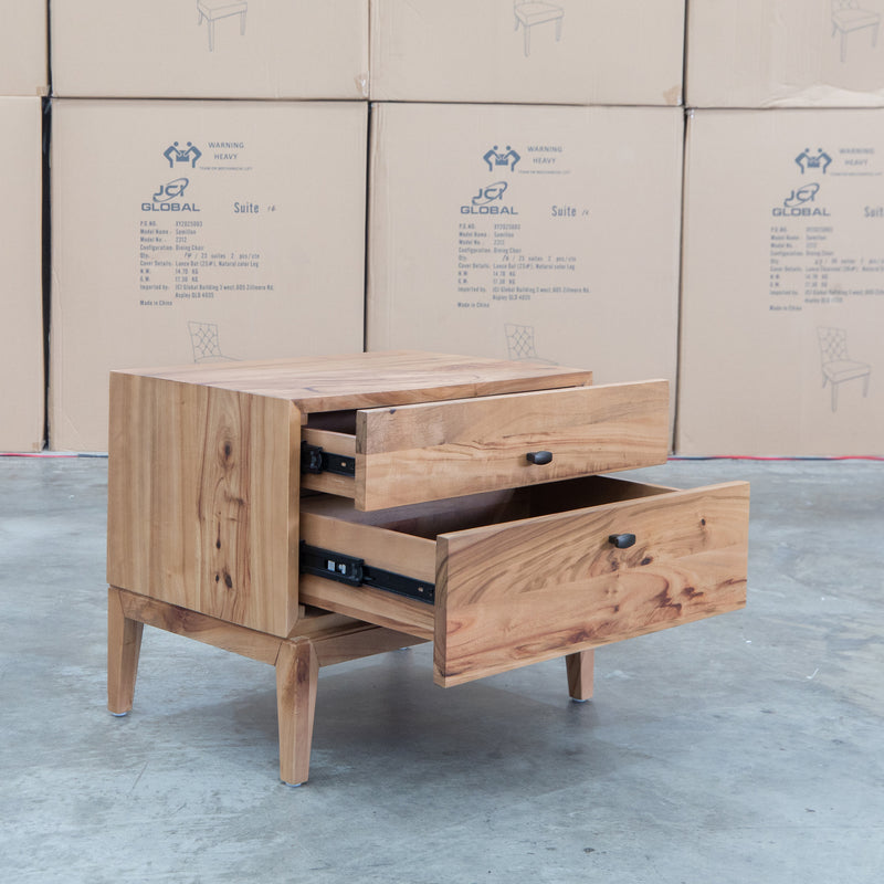 The Clunes Two Drawer Camphor Timber Bedside