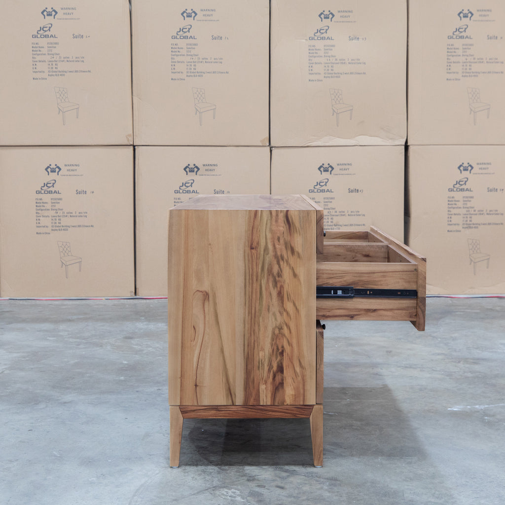 The Clunes Camphor Timber Six Drawer Dresser available to purchase from Warehouse Furniture Clearance at our next sale event.
