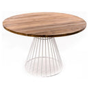 The Coastal Indoor/Outdoor Iron/Teak Wood Dining Table - White/Natural - FE55 - Available In-Store Only available to purchase from Warehouse Furniture Clearance at our next sale event.