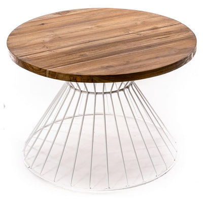 The Coastal Indoor/Outdoor Iron/Teak Wood Coffee Table - White/Natural - FE53 - Available In-Store Only available to purchase from Warehouse Furniture Clearance at our next sale event.