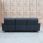 The Cobble Electric Three Seat Leather Recliner Lounge - Black available to purchase from Warehouse Furniture Clearance at our next sale event.