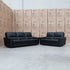 The Cobble Electric Two Seat Leather Recliner Lounge - Black