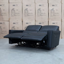 The Cobble Electric Two Seat Leather Recliner Lounge - Black available to purchase from Warehouse Furniture Clearance at our next sale event.