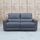 The Cobble Electric Two Seat Leather Recliner Lounge - Storm available to purchase from Warehouse Furniture Clearance at our next sale event.