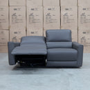 The Cobble Electric Two Seat Leather Recliner Lounge - Storm available to purchase from Warehouse Furniture Clearance at our next sale event.