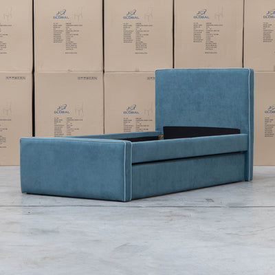 The Coco Single Fabric Trundle Bed - Teal (Reversible Trundle) available to purchase from Warehouse Furniture Clearance at our next sale event.