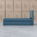The Coco Single Fabric Trundle Bed - Teal (Reversible Trundle) available to purchase from Warehouse Furniture Clearance at our next sale event.