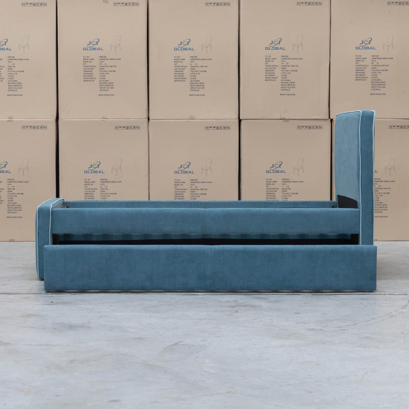 Coco Single Fabric Trundle Bed - Teal (Reversible Trundle)